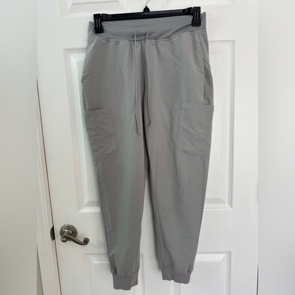 mandala Pants - Women’s athletic gray pants with pockets, M